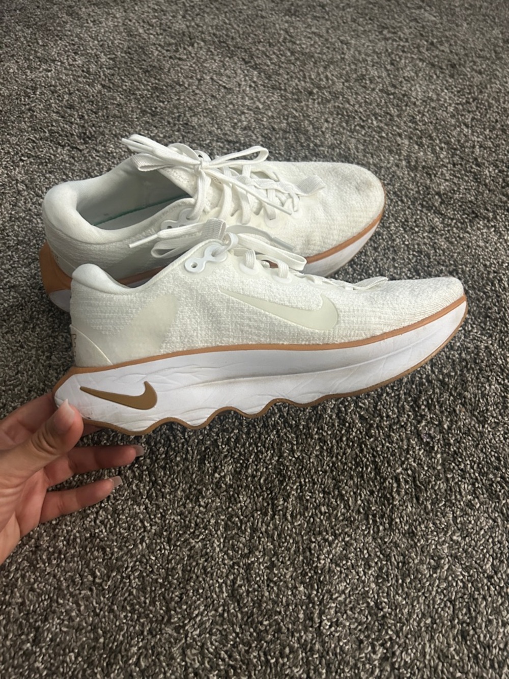 Nike Women’s Motiva White and Tan Athletic Running Shoes